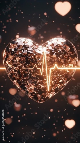 Elegant Heart Shape with Pulsating Line for Romantic Designs and Celebrations