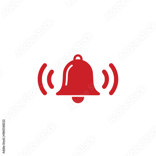 Striking red notification bell icon representing a crucial alert concept, perfect for digital interfaces, app updates, new message indications, and system reminders