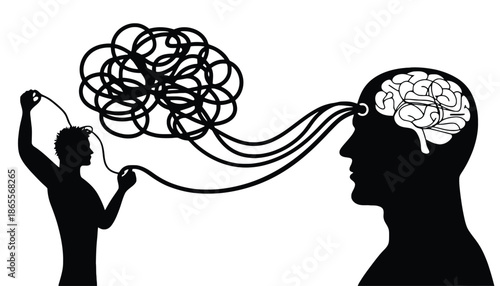 Person managing complex thoughts and mental clarity