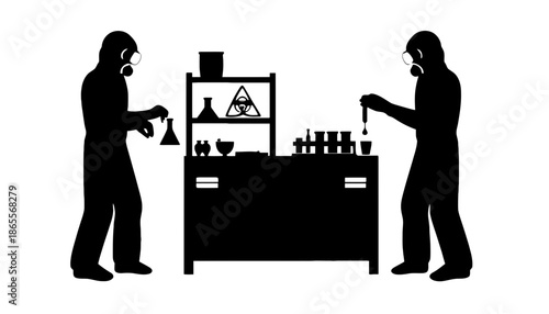 Hazmat team working with chemicals in lab