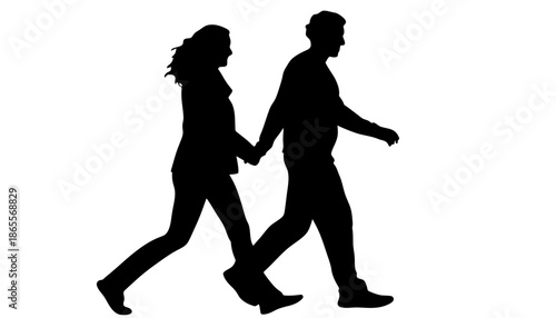 Couple walking hand in hand in love and harmony