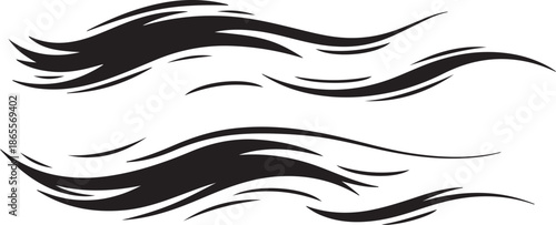 Black wavy lines on white background abstract design element