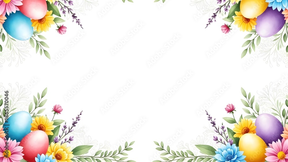 Fototapeta premium Easter egg floral border design template