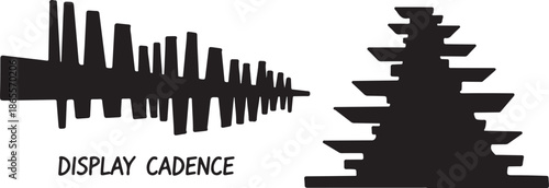 Sound wave and pagoda silhouette graphic design element