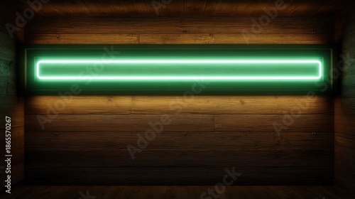Wallpaper Mural Lit, glowing neon green rectangle on wood, against a dark background, highlighting wall texture Torontodigital.ca