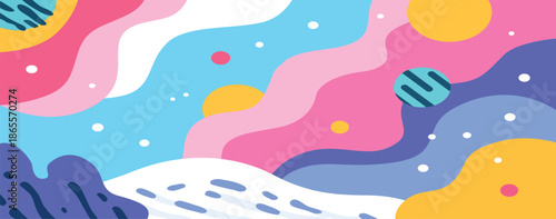 abstract colorful doodle dreamscape background