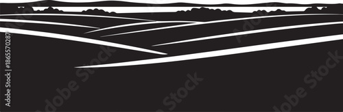 Empty parking lot with white lines on black asphalt surface