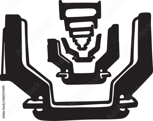 Black and white illustration of mechanical device or machine part