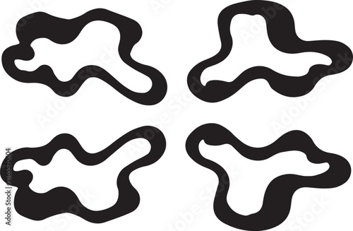 Abstract Black Shapes on White Background