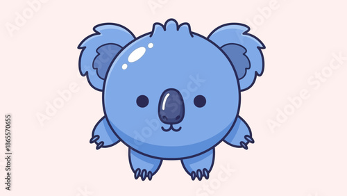 Adorable cute little blue cartoon koala bear character design with big fluffy ears and a simple sweet smile isolated on a light background