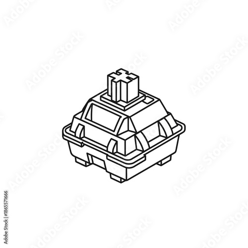 Technical illustration of mechanical component from isometric viewpoint