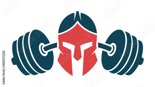 Spartan helmet with dumbbells fitness icon