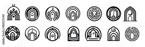  islamic ornament logo set premium geometric pattern