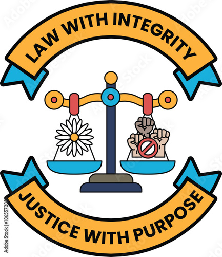 A logo for law with integrity, justice and purpose