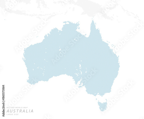 オーストラリアを中心とした青いドットマップ、大サイズ
