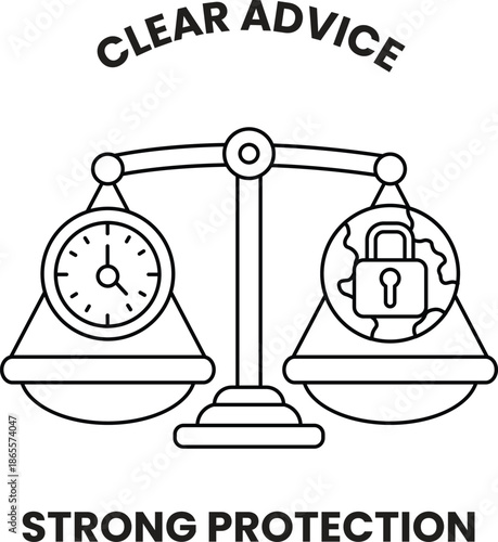 A scale with a clock on one side and a lock on the other