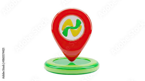 3D Location Pin Icon with Abstract Symbol