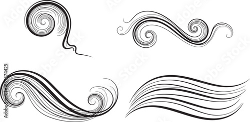 set of swirling wave lines and curls
