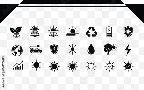 Collection of 16 eco and natural disaster icons isolated on transparent background