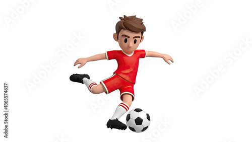 Cartoon Soccer Player Kicking a Ball
