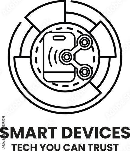 A black and white logo for smart devices that says tech you can trust