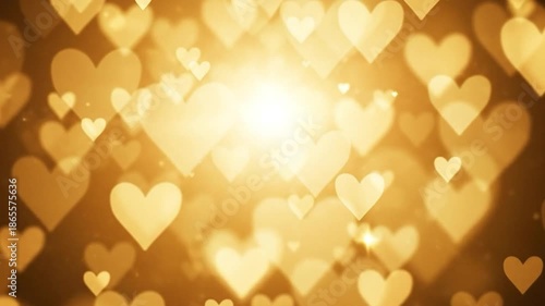 Golden Heart Shapes Background for Romantic Occasions and Celebrations