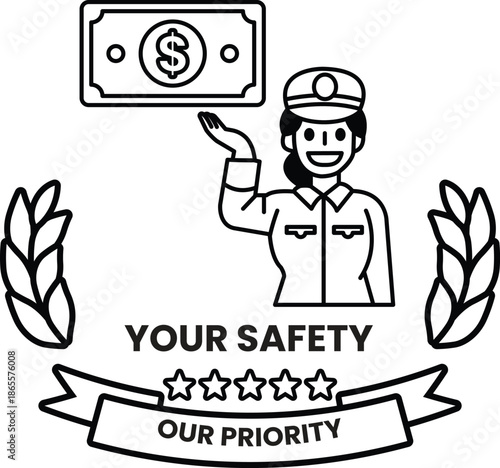 A woman is holding a $20 bill and smiling