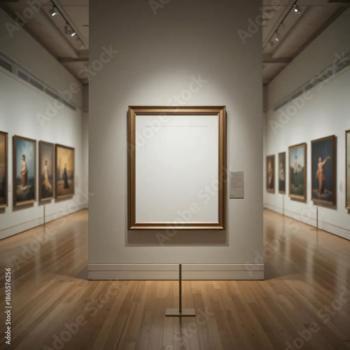 Empty Frame in Art Gallery Blank Canvas Ready for Artwork