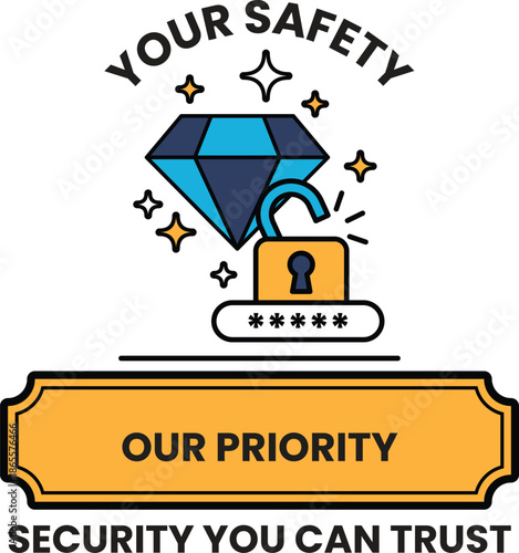 A diamond with a keyhole in it is on a white background