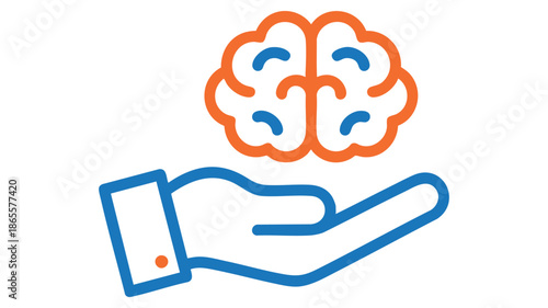 Hand holding brain icon