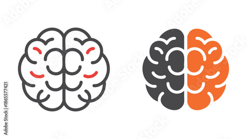 Minimalist brain illustration with emotions