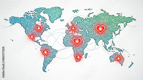 Global Map with Red Location Pins Highlighting Major Cities Worldwide