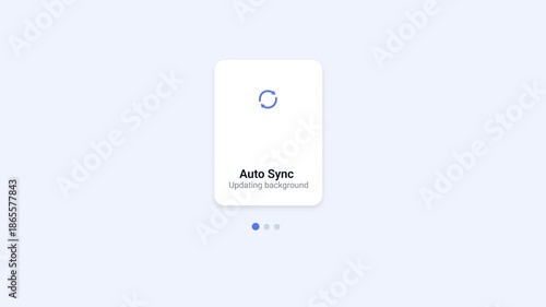 Minimal flat illustration of a mobile app screen showing auto sync with a circular loading icon. Suitable for automatic data synchronization, background updates, cloud syncing, and modern UI or UX des