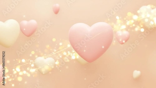 Colorful Heart Shapes with Soft Glow on Light Background for Romantic Designs and Celebrations