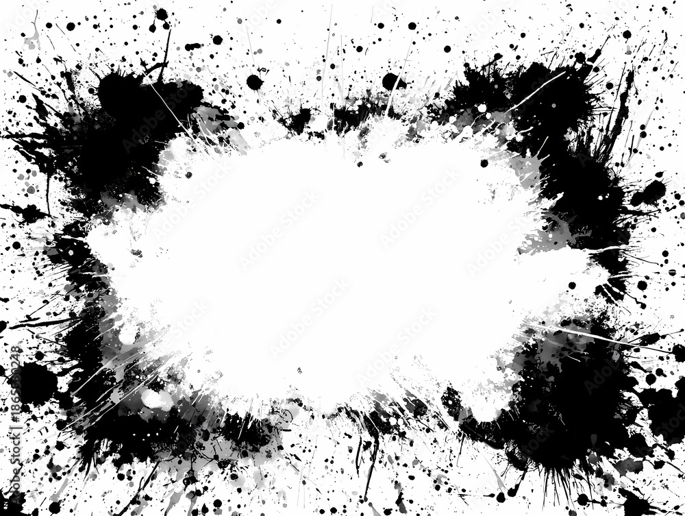 Obraz premium Grunge Splatter Frame Abstract Black and White Background