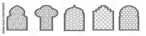 ramadan window with pattern arabic frame of mosque door