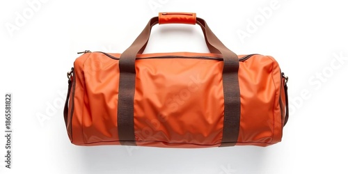 Duffle bag template mockup, flat lay style on white background,  fabric,  sports bag
