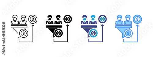 Sales Pipeline icon set multiple style collection