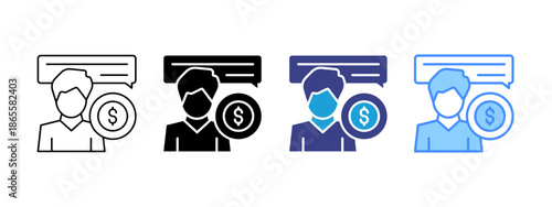 Sales Representative   icon set multiple style collection