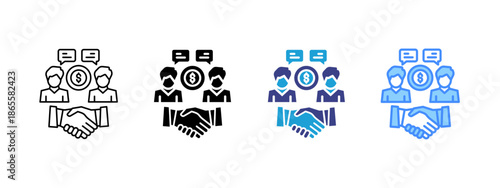 Negotiation icon set multiple style collection