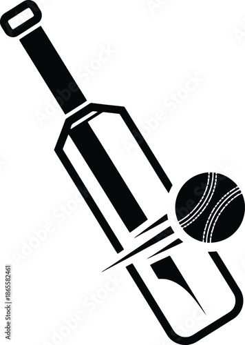Cricket Bat and Ball Illustration Design.