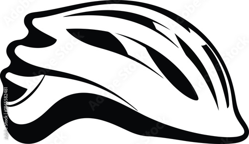 Black and White Bicycle Helmet Illustration.