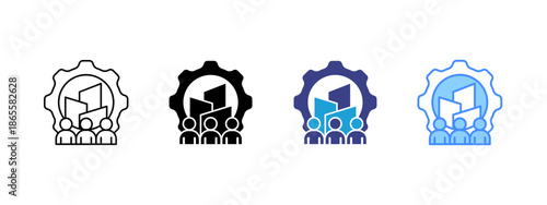 Organization icon set multiple style collection