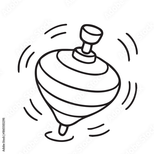 Clean vector illustration showing a cute traditional spinning top toy rotating smoothly, simple style expressing culture, motion energy, playful spirit, and classic kids game vibes today.