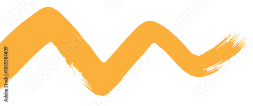 Vector watercolor style orange wave ink brush stroke on white background