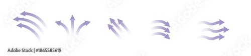  set of blue arrow showing wind air flow isolated air