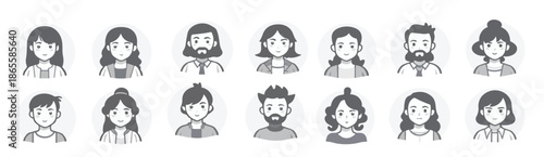 group of avatar icons featuring line editing options