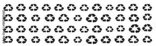 pattern of recycling symbols on a white background 