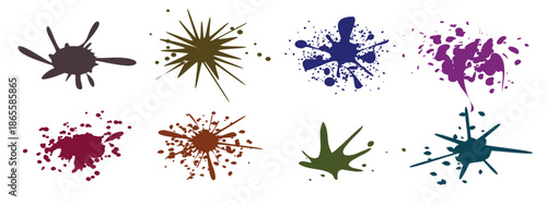 set of paint splatter recolorable messy brush strikes
