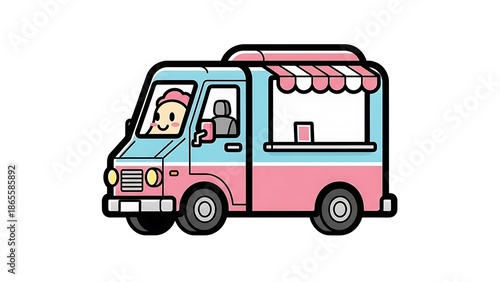 Wallpaper Mural Colorful Ice Cream Truck Cartoon Illustration. Torontodigital.ca